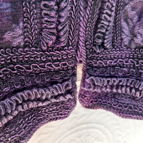 Coldwater Creek Royal Purple Jacquard Jacket W/Embroidery & Ruffles XL (T-385) - Picture 9 of 14